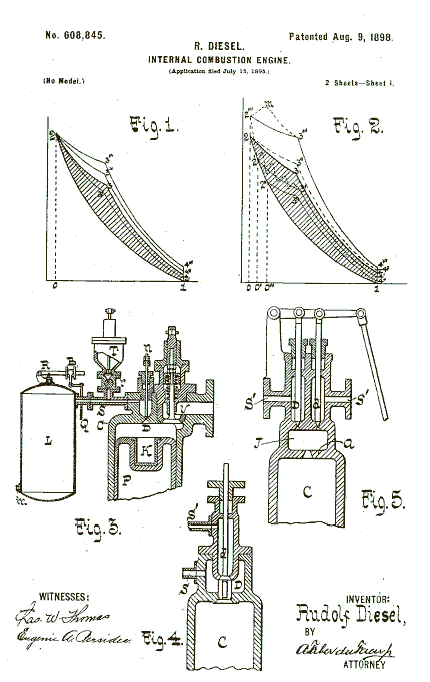 Patent for the original diesel engine & a link to the patent