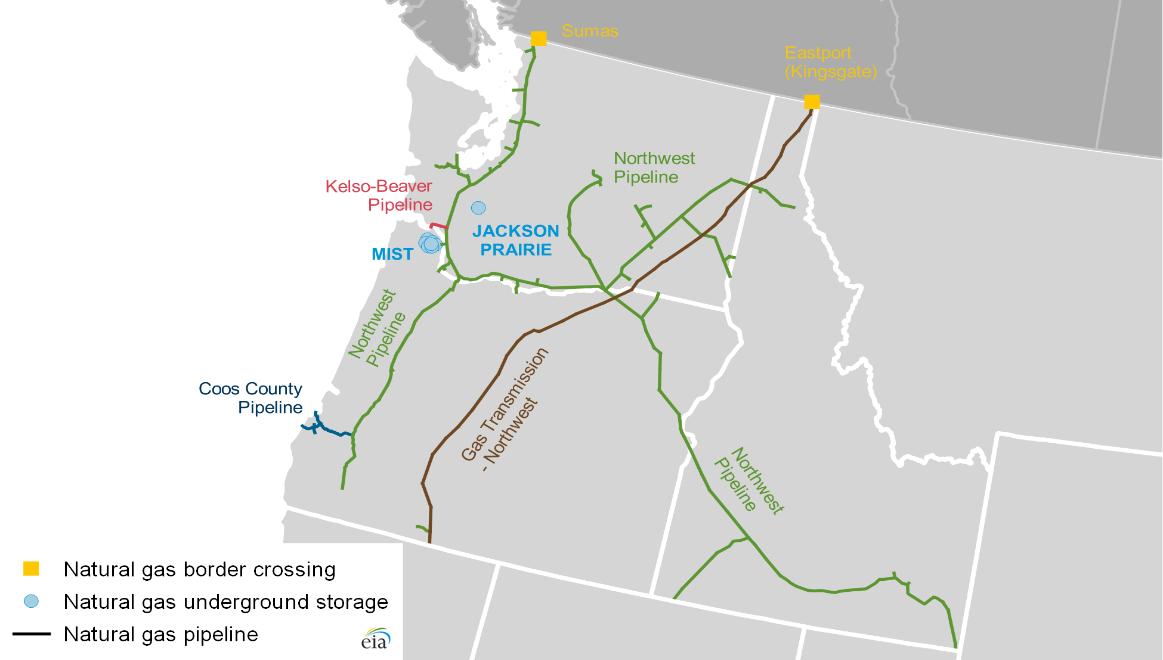 Selected U.S. Pacific Northwest natural gas infrastructure