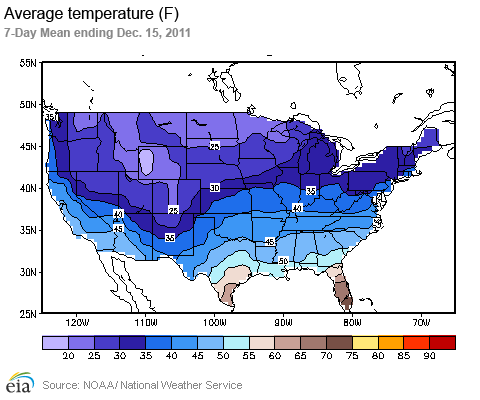 Mean Temperature (F) 7-Day Mean ending Dec. 15, 2011
