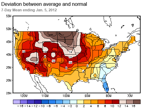 Mean Temperature Anomaly (F) 7-Day Mean ending Dec. 15, 2011
