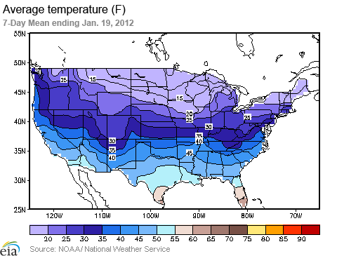 Mean Temperature (F) 7-Day Mean ending Jan. 19, 2012
