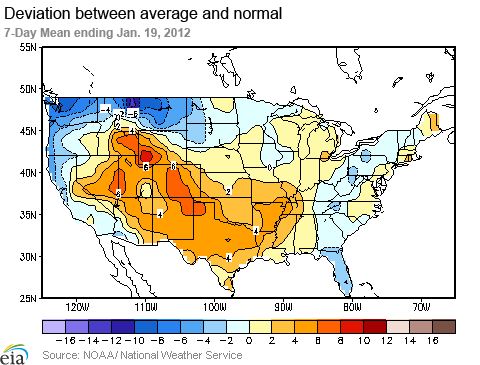 Mean Temperature Anomaly (F) 7-Day Mean ending Jan. 19, 2012