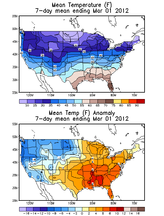 Mean Temperature (F) 7-Day Mean ending Mar 01, 2012