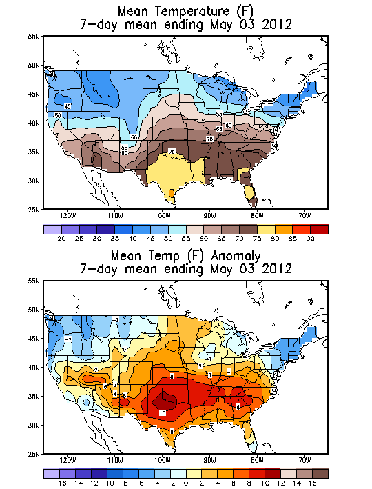 Mean Temperature (F) 7-Day Mean ending May 03, 2012