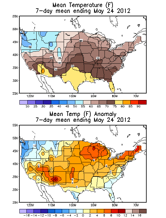 Mean Temperature (F) 7-Day Mean ending May 24, 2012