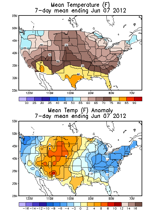 Mean Temperature (F) 7-Day Mean ending Jun 07, 2012