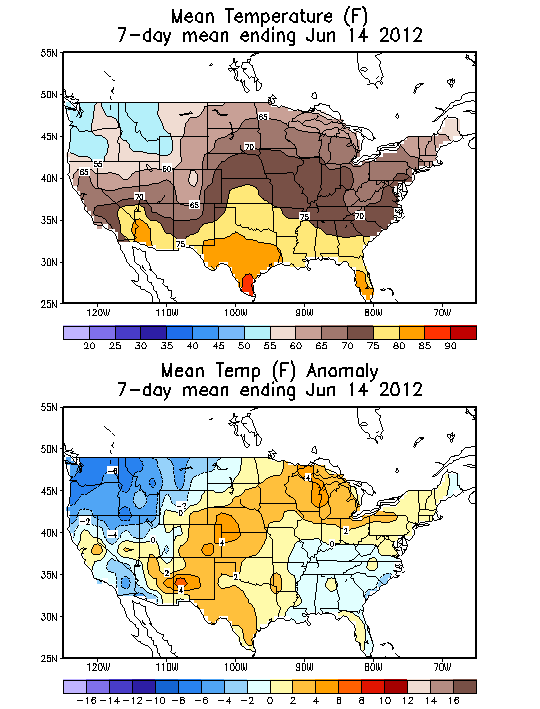 Mean Temperature (F) 7-Day Mean ending Jun 14, 2012