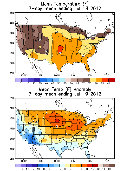 Mean Temperature (F) 7-Day Mean ending Jul 19, 2012