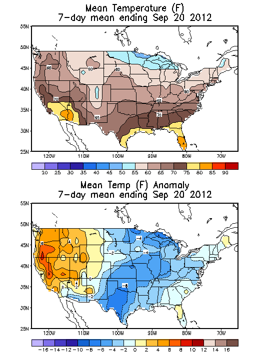 Mean Temperature (F) 7-Day Mean ending Sep 20, 2012