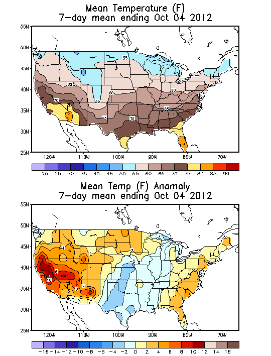 Mean Temperature (F) 7-Day Mean ending Oct 04, 2012