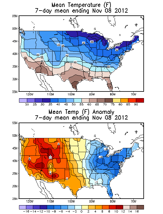 Mean Temperature (F) 7-Day Mean ending Nov 08, 2012