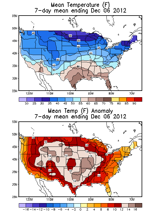 Mean Temperature (F) 7-Day Mean ending Dec 06, 2012