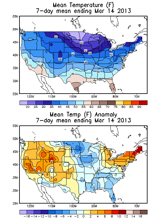 Mean Temperature (F) 7-Day Mean ending Mar 14, 2013