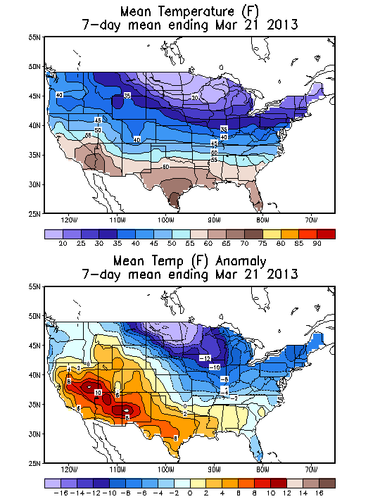 Mean Temperature (F) 7-Day Mean ending Mar 21, 2013