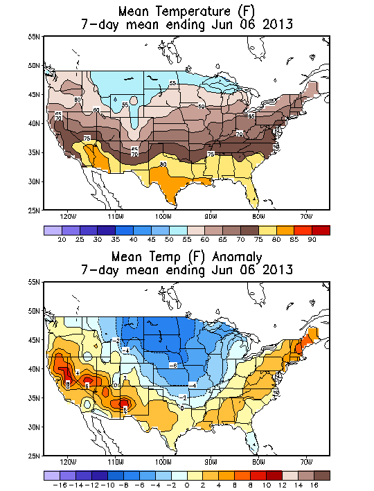 Mean Temperature (F) 7-Day Mean ending Jun 06, 2013