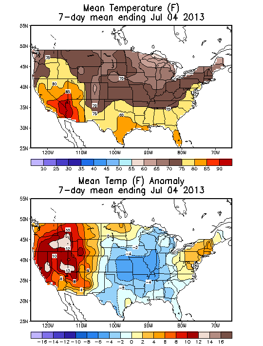 Mean Temperature (F) 7-Day Mean ending Jul 04, 2013