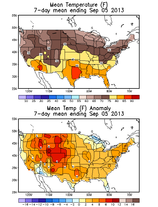 Mean Temperature (F) 7-Day Mean ending Sep 05, 2013