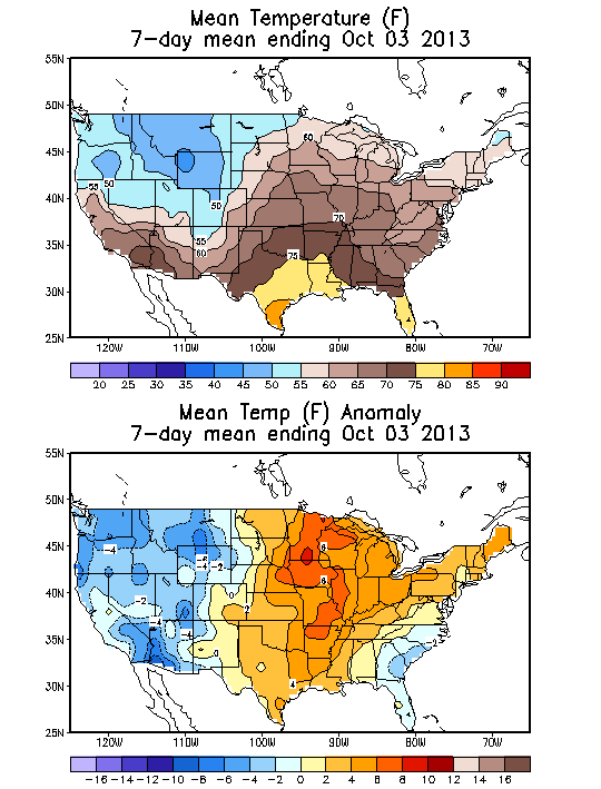 Mean Temperature (F) 7-Day Mean ending Oct 03, 2013