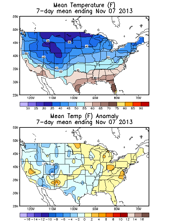 Mean Temperature (F) 7-Day Mean ending Nov 07, 2013