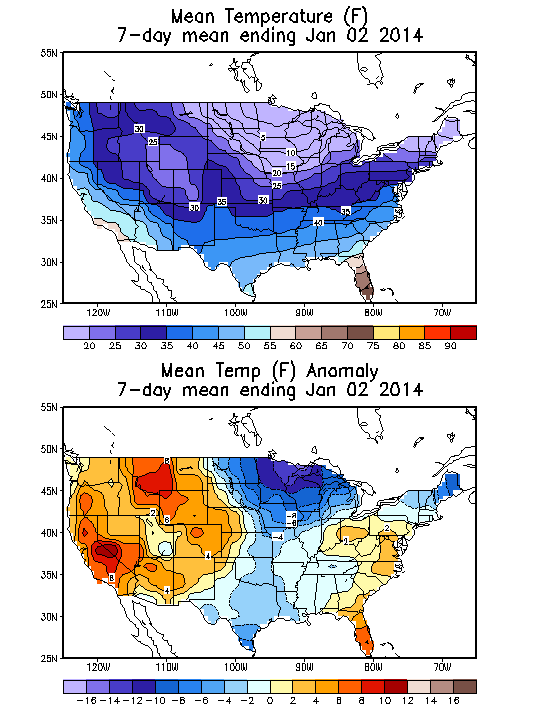 Mean Temperature (F) 7-Day Mean ending Jan 02, 2014