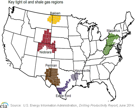 Key tight oil and shale gas regions