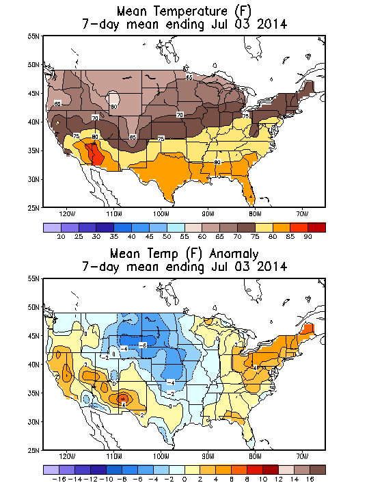 Mean Temperature (F) 7-Day Mean ending Jul 03, 2014