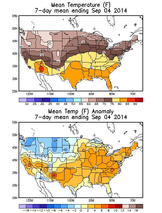 Mean Temperature (F) 7-Day Mean ending Sep 04, 2014