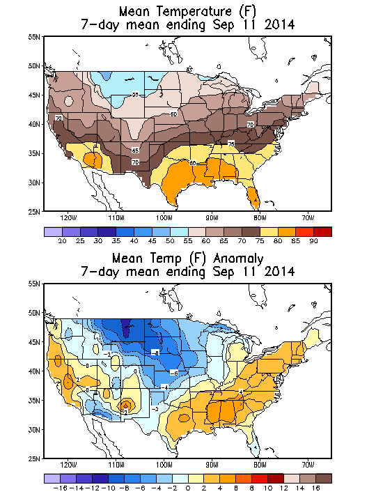 Mean Temperature (F) 7-Day Mean ending Sep 11, 2014