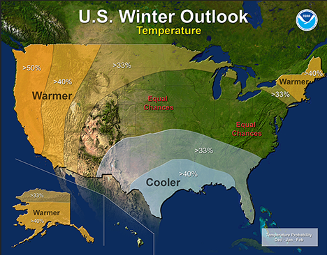 U.S. Winter Outlook map