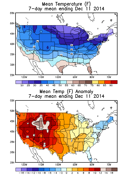 Mean Temperature Anomaly (F) 7-Day Mean ending Dec 11, 2014
