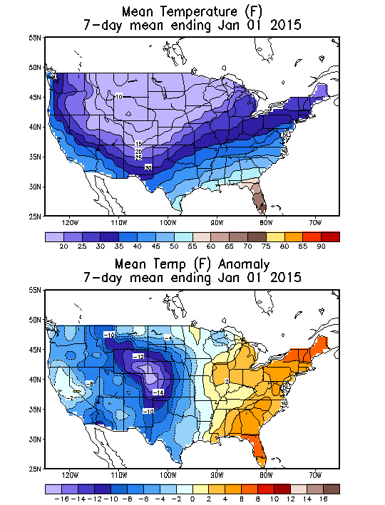 Mean Temperature (F) 7-Day Mean ending Jan 01, 2015