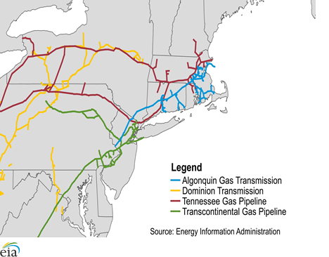 Map of legend gas transmissions
