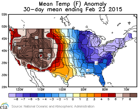 Mean Temp (F) Anamaly 30-day mean ending Feb 23 2015
