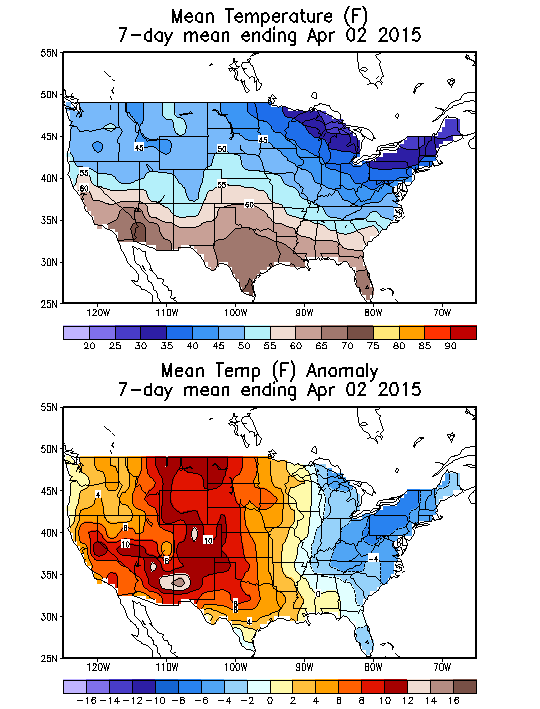 Mean Temperature (F) 7-Day Mean ending Apr 02, 2015