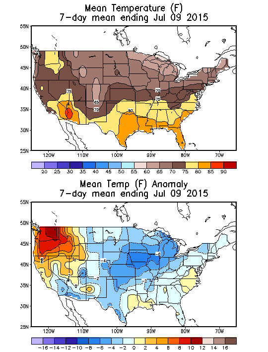 Mean Temperature (F) 7-Day Mean ending Jul 09, 2015