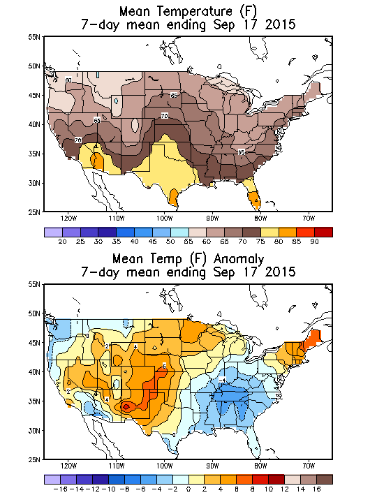 Mean Temperature (F) 7-Day Mean ending Sep 17, 2015