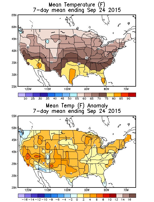 Mean Temperature (F) 7-Day Mean ending Sep 24, 2015