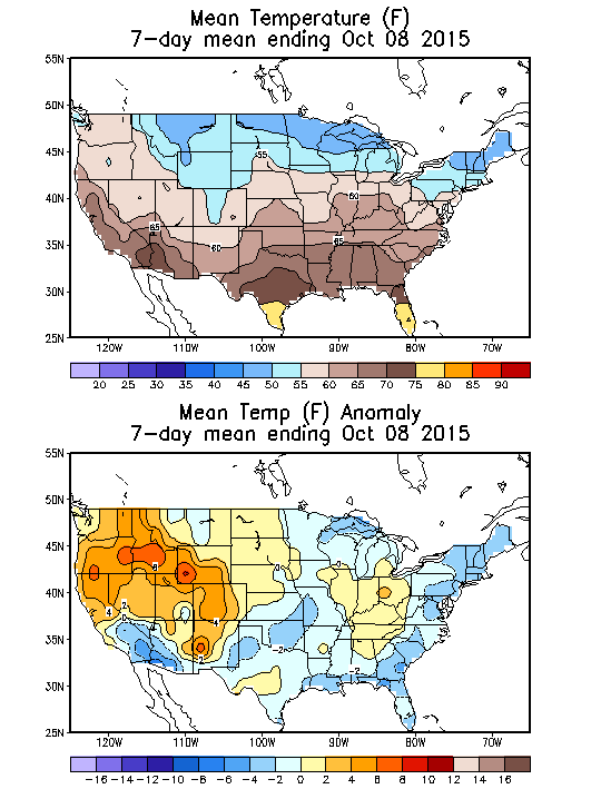 Mean Temperature (F) 7-Day Mean ending Oct 08, 2015