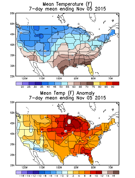 Mean Temperature (F) 7-Day Mean ending Nov 05, 2015