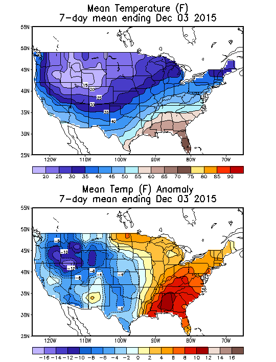 Mean Temperature (F) 7-Day Mean ending Dec 03, 2015