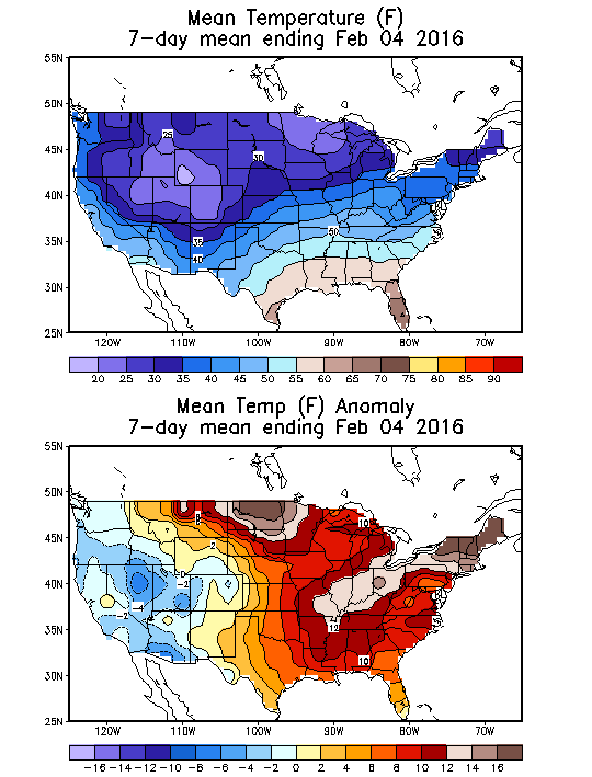 Mean Temperature (F) 7-Day Mean ending Feb 04, 2016