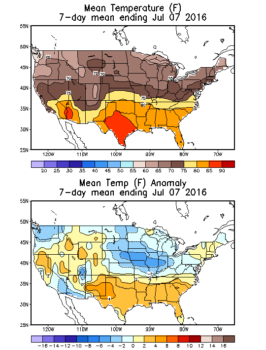 Mean Temperature (F) 7-Day Mean ending Jul 07, 2016