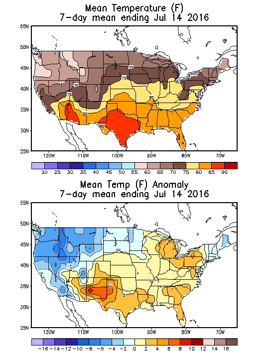 Mean Temperature (F) 7-Day Mean ending Jul 14, 2016