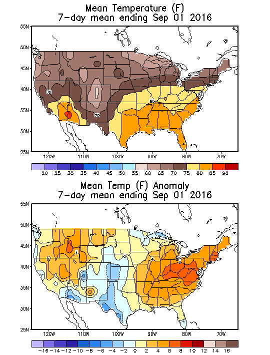 Mean Temperature (F) 7-Day Mean ending Sep 01, 2016