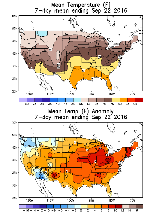 Mean Temperature (F) 7-Day Mean ending Sep 22, 2016