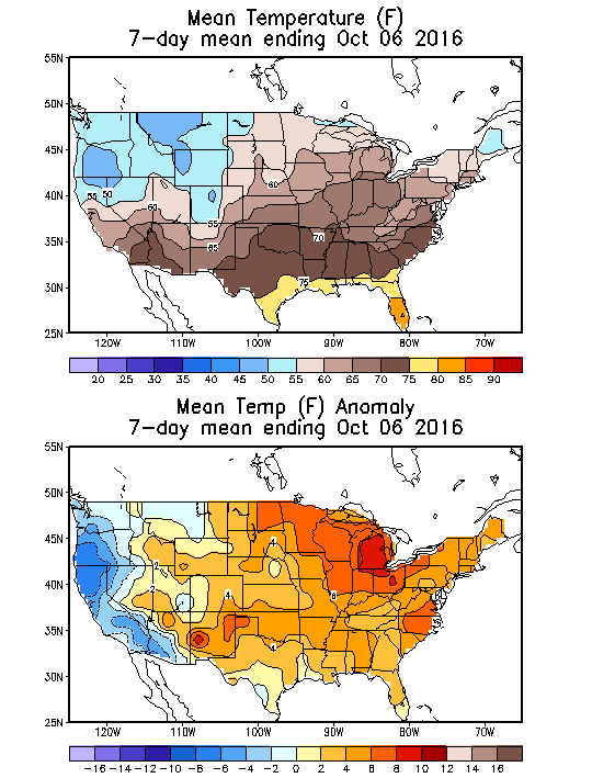 Mean Temperature (F) 7-Day Mean ending Oct 06, 2016