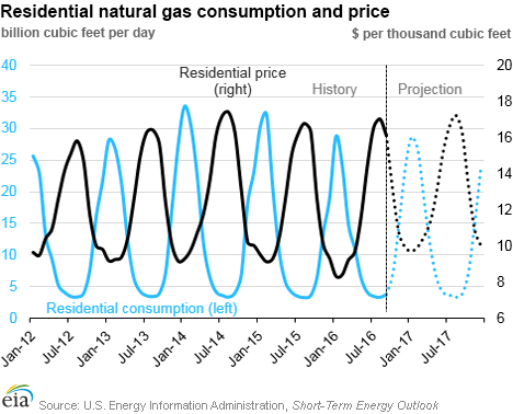 Residential natural gas consumption and price