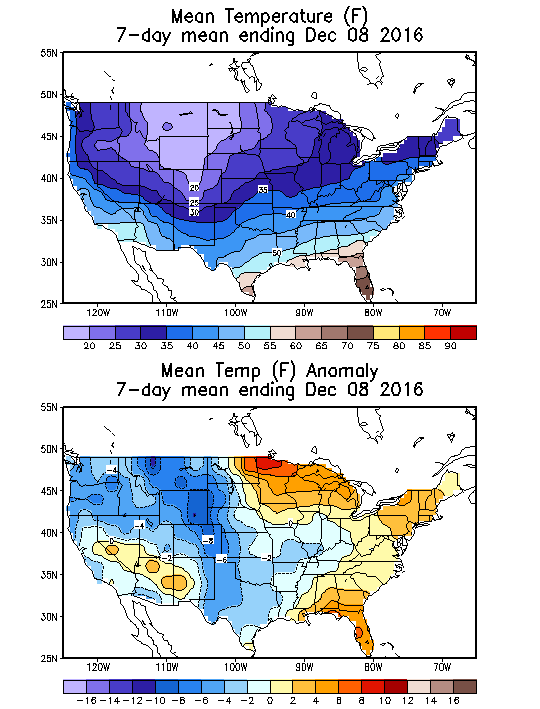 Mean Temperature (F) 7-Day Mean ending Dec 08, 2016