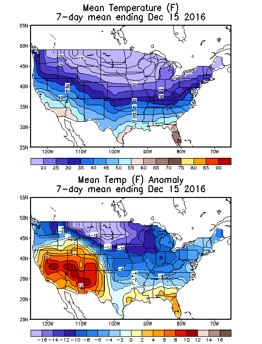 Mean Temperature (F) 7-Day Mean ending Dec 15, 2016