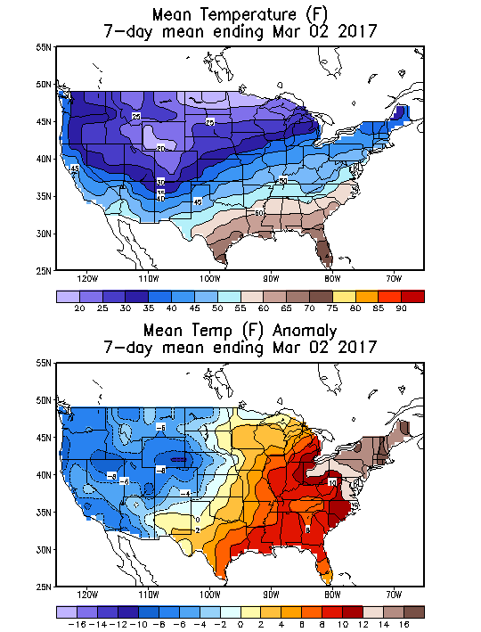 Mean Temperature (F) 7-Day Mean ending Mar 02, 2017